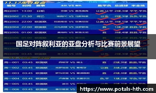 国足对阵叙利亚的亚盘分析与比赛前景展望